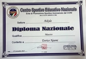 Diploma Nazionale C.S.E.N. per la qualifica di Maestro.