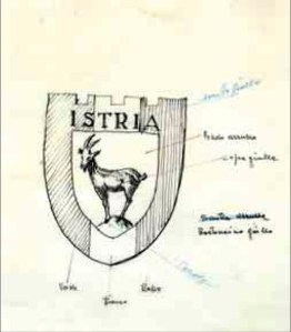 Bozzetto originale dello stemma dell’Unione degli Istriani, 1957 (Archivio Storico Unione degli Istriani).